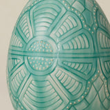 Close-up details of the ceramic handcrafted egg.