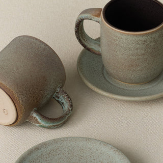 Close-up details of the espresso cup set by Rookwood