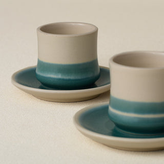 Close-up details of the espresso cup set by Rookwood
