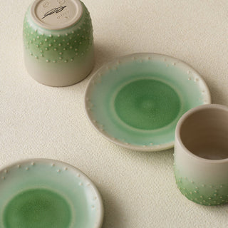 Close-up details of the espresso cup set by Rookwood