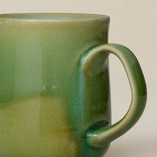 Close-up details of hand-thrown mug by Rookwood