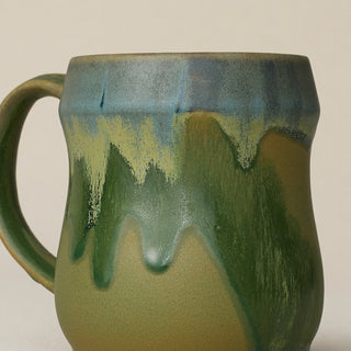 Close-up details of hand-thrown mug by Rookwood