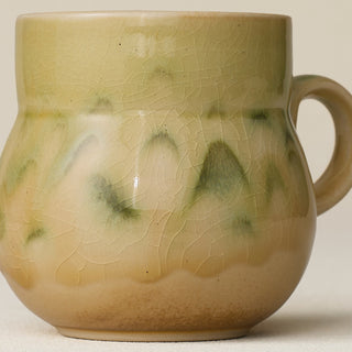 Close-up details of hand-thrown mug by Rookwood