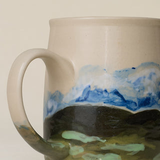 Close-up details of hand-thrown mug by Rookwood