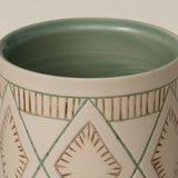 Close-up details of hand-thrown mug by Rookwood