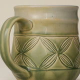 Close-up details of hand-thrown mug by Rookwood