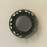 Hand-thrown and hand-glazed ceramic wall mirror by Rookwood Pottery