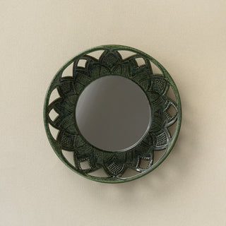 Hand-thrown and hand-glazed ceramic wall mirror by Rookwood Pottery