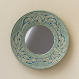 Hand-thrown and hand-glazed ceramic wall mirror by Rookwood Pottery