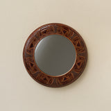 Hand-thrown and hand-glazed ceramic wall mirror by Rookwood Pottery