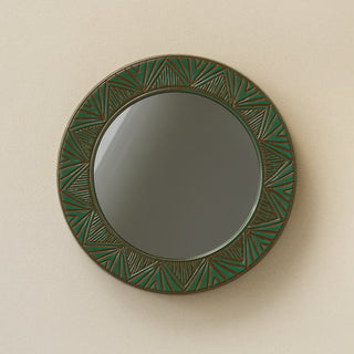 Hand-thrown and hand-glazed ceramic wall mirror by Rookwood Pottery
