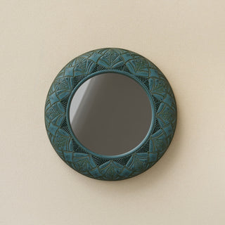 Hand-thrown and hand-glazed ceramic wall mirror by Rookwood Pottery
