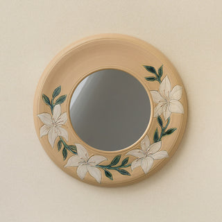 Hand-thrown and hand-glazed ceramic wall mirror by Rookwood Pottery