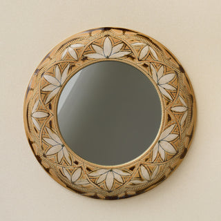 Hand-thrown and hand-glazed ceramic wall mirror by Rookwood Pottery