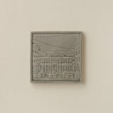 Gray Rookwood City Scene art tile featuring Findlay Market in Cincinnati, unframed