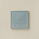 Blue Rookwood City Scene art tile featuring Findlay Market in Cincinnati, unframed