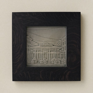 Rookwood Findlay Market City Scene art tile in a black ebony wood frame