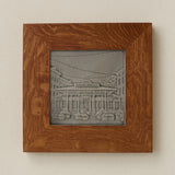 Rookwood Findlay Market City Scene art tile in a golden oak wood frame