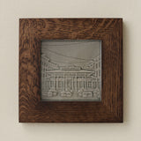 Rookwood Findlay Market City Scene art tile in a dark walnut wood frame