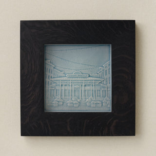 Rookwood Findlay Market City Scene art tile in a black ebony wood frame