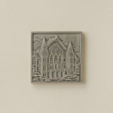 Gray Rookwood City Scene art tile featuring Music Hall in Cincinnati, unframed