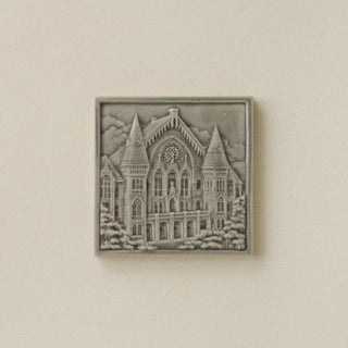 Gray Rookwood City Scene art tile featuring Music Hall in Cincinnati, unframed