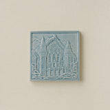 Blue Rookwood City Scene art tile featuring Music Hall in Cincinnati, unframed