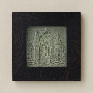 Rookwood Music Hall City Scene art tile in a black ebony wood frame