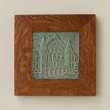 Rookwood Music Hall City Scene art tile in a golden oak wood frame