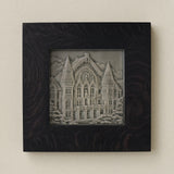 Rookwood Music Hall City Scene art tile in a black ebony wood frame