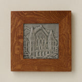 Rookwood Music Hall City Scene art tile in a golden oak wood frame