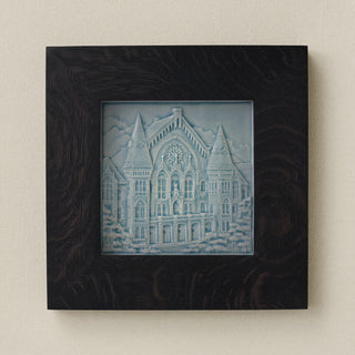 Rookwood Music Hall City Scene art tile in a black ebony wood frame