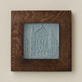 Rookwood Music Hall City Scene art tile in a dark walnut wood frame
