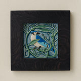 Rookwood Winterberry Blue Jay revival bird art tile in a black ebony wood frame
