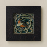 Rookwood Serviceberry Robin revival bird art tile in a black ebony wood frame