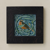 Rookwood Winterberry Robin revival bird art tile in a black ebony wood frame