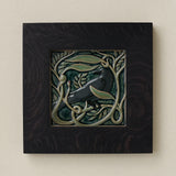 Rookwood Serviceberry Rook revival bird art tile in a black ebony wood frame