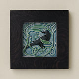 Rookwood Winterberry Rook revival bird art tile in a black ebony wood frame