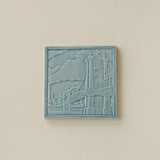 Blue decorative tile of Roebling Bridge