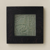 Rookwood Roebling Bridge City Scene art tile in an ebony black wood frame