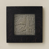 Rookwood Roebling Bridge City Scene art tile in an ebony black wood frame