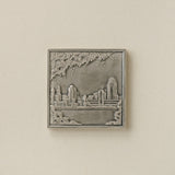 Gray Rookwood City Scene art tile featuring the Cincinnati skyline, unframed