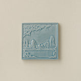 Blue Rookwood City Scene art tile featuring the Cincinnati skyline, unframed