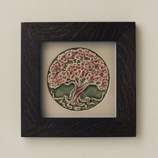 Rookwood 8x8 Bramble spring art tile in a black ebony wood frame