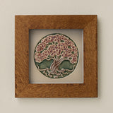 Rookwood 8x8 Bramble spring art tile in a golden oak wood frame