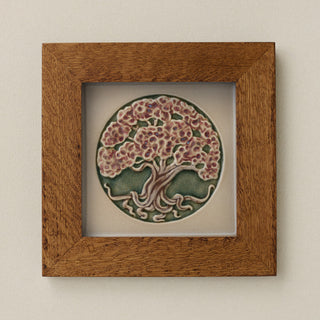 Rookwood 8x8 Bramble spring art tile in a golden oak wood frame