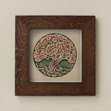 Rookwood 8x8 Bramble spring art tile in a dark walnut wood frame