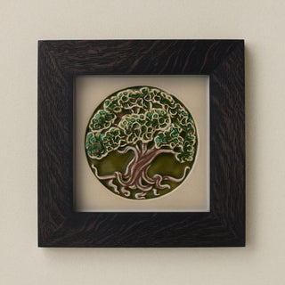 Rookwood 8x8 Tree of Life Grove summer art tile in a black ebony wood frame