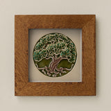 Rookwood 8x8 Tree of Life Grove summer art tile in a golden oak wood frame
