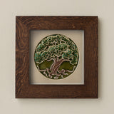 Rookwood 8x8 Tree of Life Grove summer art tile in a dark walnut wood frame